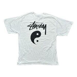 Stussy Yin Ying Yang Classic Logo Ball White T Shirt Mens XL